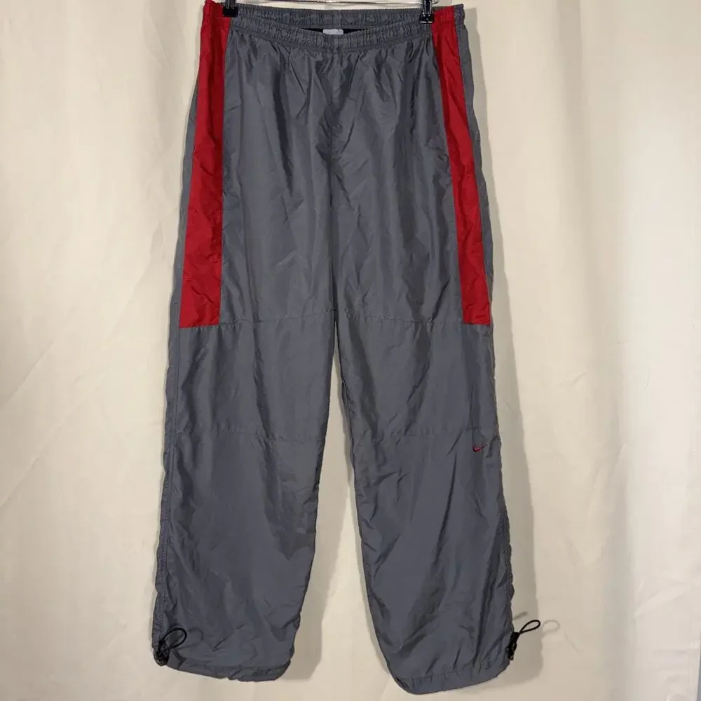 Vintage Nike Windbreaker Track Pants Mens Large Gray Red Mesh Lined Y2K Joggers